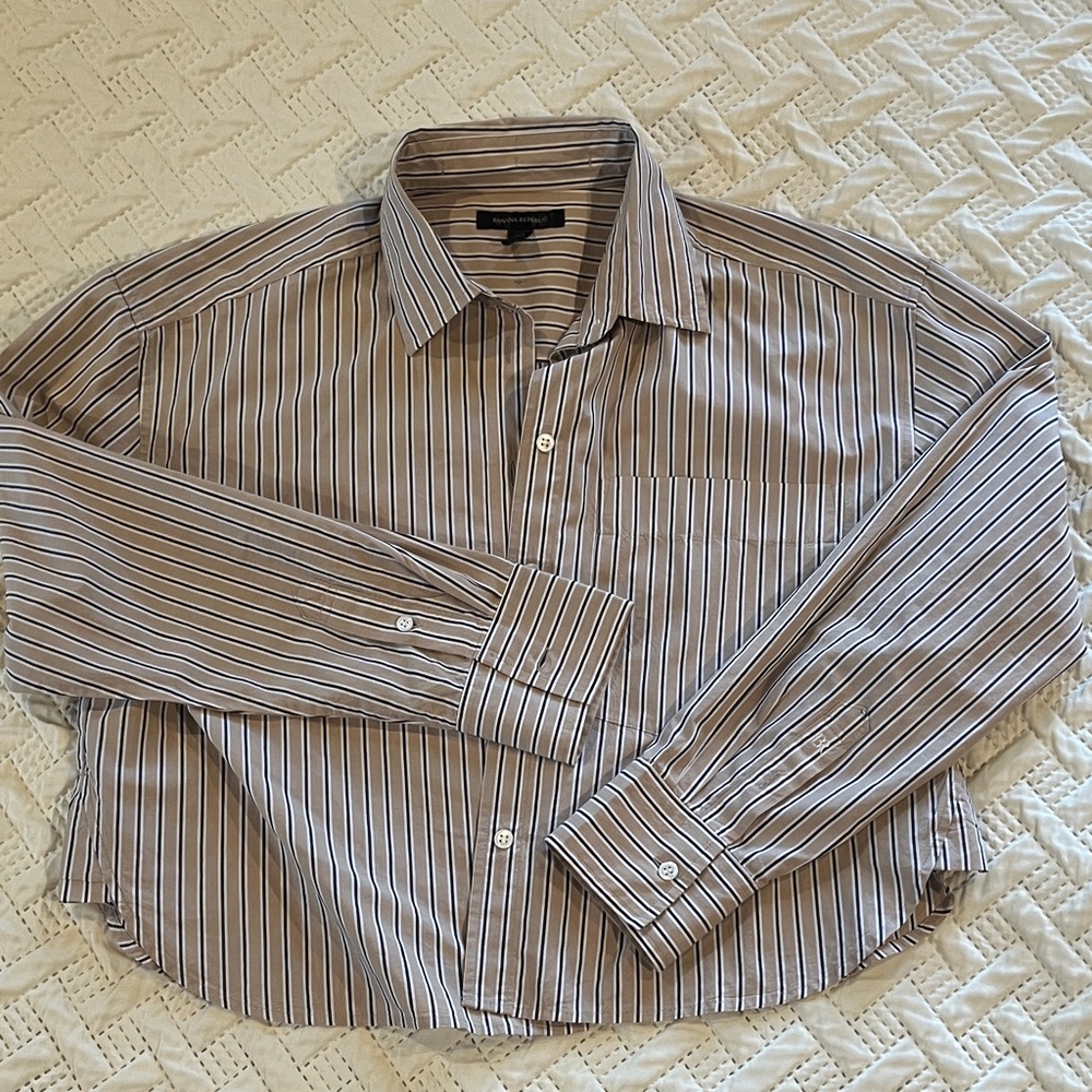Banana Republic Brown Striped Button-Down Shirt